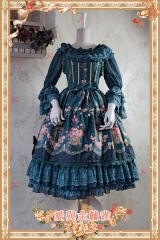 Infanta Love and Canary Dark Green Lolita Jumper Dresses