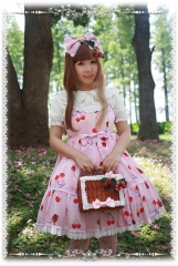 Infanta Q Candy Cherry Printed Chiffon High Waist Lolita Jumper Dress