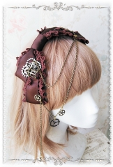 Infanta Steampunk Style Lolita Headbow with Gears Pendant Chains