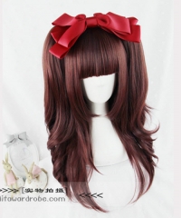 Wine X Caramel Blend Lolita Straight Wig with Detachable Ponytails