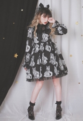Jewel Cube -Elizabeth Meow- Cat Themed Lolita Casual OP Dress