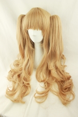 70cm Daily Honey Brown Lolita Curly Wig with Two Ponytails