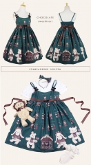 Stamp Albums -Chocolate Sweetheart- High Waist Lolita Jumper Dress