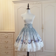 Le Miroir -Butterfly Pavilion- Lolita High Waist Skirt