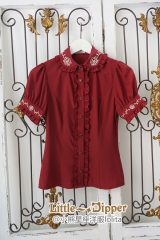 Little Dipper -Rose- Embroidery Short Sleeves Lolita Blouse