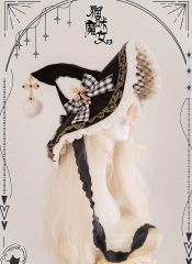 Bramble Rose -The Witch Transformed From A Cat- Gothic Lolita Witch Hat and Big Neckbow