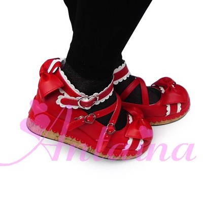 Matte red with white & 6cm heel + 3cm platform