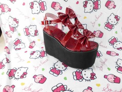 Glossy wine & 10cm heel + 8cm platform