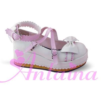 Matte white with pink & 5cm heel + 2.5cm platform
