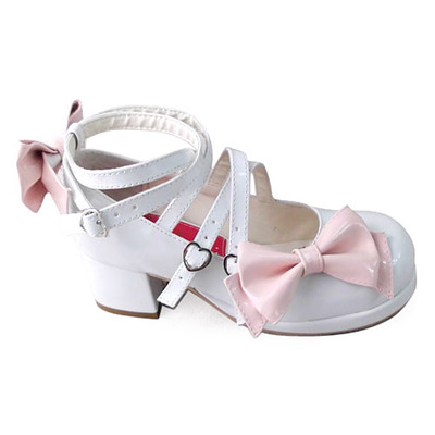 Glossy pink with white & 4.5cm L+ 1cm platform