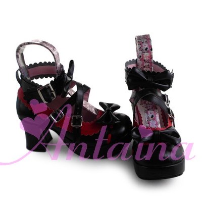 Black X wine & 3 straps + 4.5cm heel + 1cm platform