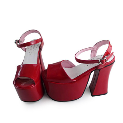 Glossy wine & 12cm heel + 7.5cm platform