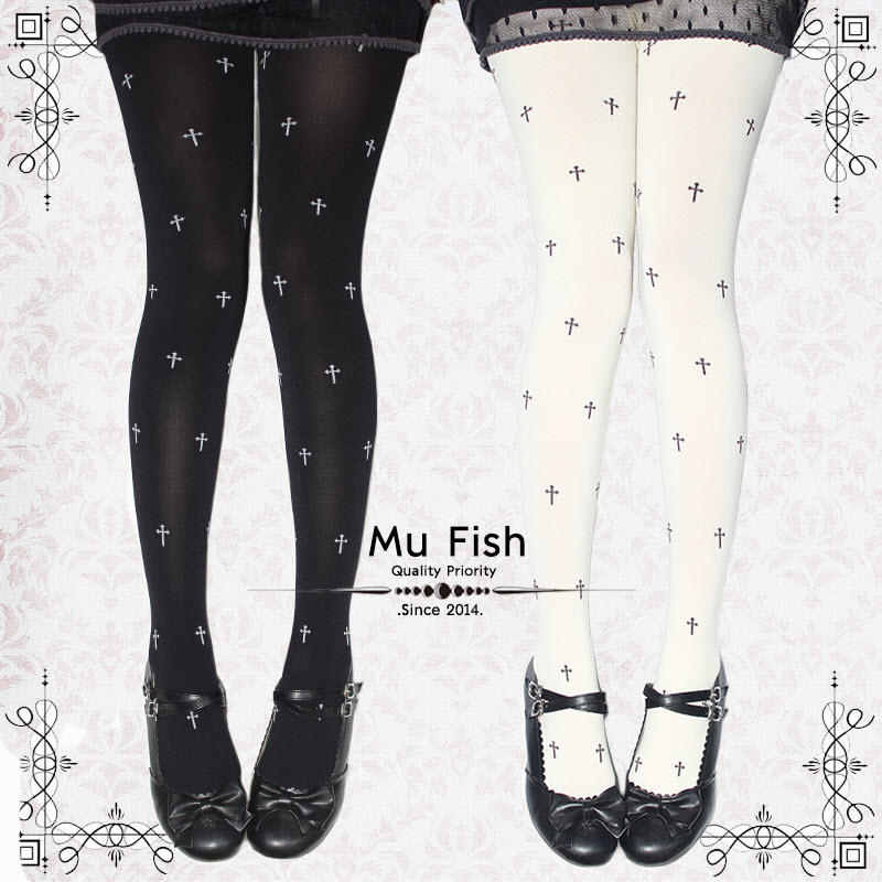 Mufish Vintage Cross Printed 80D Velvet 