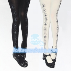 Mufish Castle Rose Prints Sweet Lolita Tights 120D Velvet