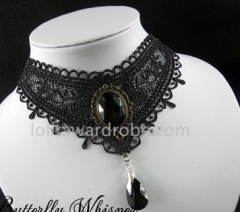 V-shape Black Lace Pendant Lolita Retro Choker