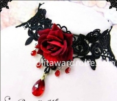 Vampire Vintage Black Lace Red Rose Lolita Choker