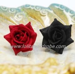 Black Red Velvet Rose Retro Lolita Ring