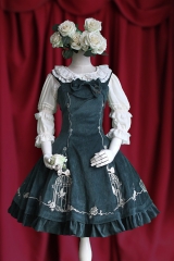 Infanta The Emperor's Nightingale Embroidery Panne Velvet Lolita Jumper Dress