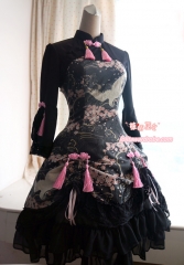 Strawberry Witch Sakura and Crane Printed Qi Lolita OP Dress