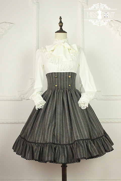 Miss Point Vintage High Waist Fishbone Lolita Skirt