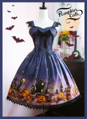 Pumpkin Cat -Halloween Carnival- Lolita Jumper Dress + Headbow Set