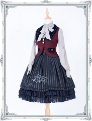 Jewelry in Sunrise -LA Principessa Turandot- Vintage Embroidery Striped Lolita Skirt