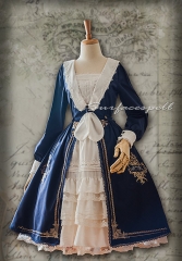 Surface Spell -Unfinished Book- Vintage College Style Embroidery Lolita OP Dress