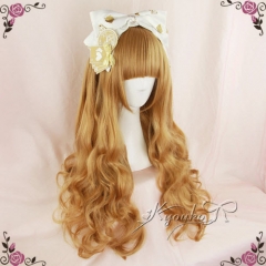 Japanese Harajuku Style 70cm Gold Brown Long Curly Lolita Wig
