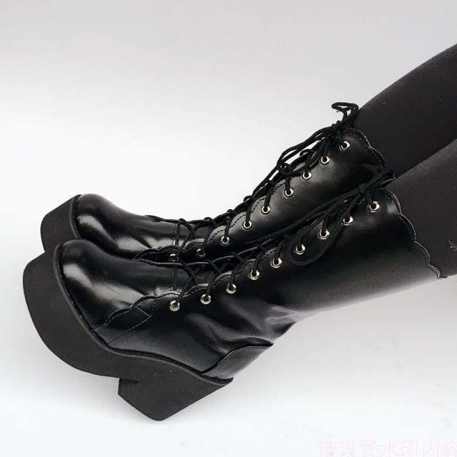 Matte black & 8cm heel + 4cm platform