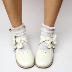 Sweet Matte White Low Heels Lolita Shoes