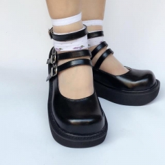 Punk Style Matte Black High Platform Lolita Shoes