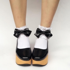 Wood Grain High Platform Lolita Shoes