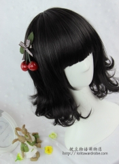 Black Face Framing Pear Lolita Curly Wig