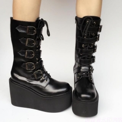 Halloween Matte Black High Platform Lolita Boots