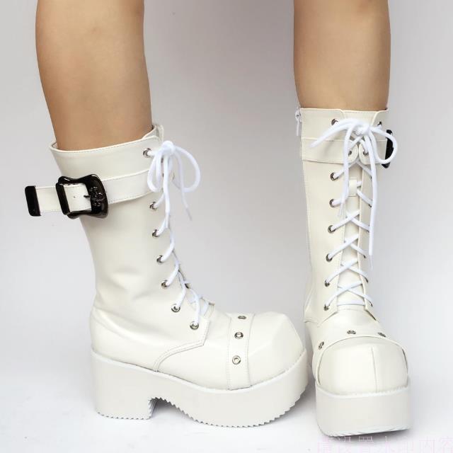 Matte White & 8cm heel + 4cm platform