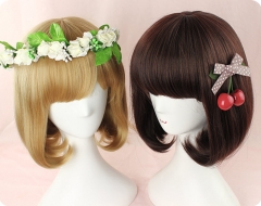 Sweet Creamy Yellow or Dark Brown BOBO Lolita Wig