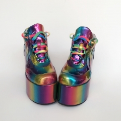 Camo Rainbow High Platform Lolita Shoes