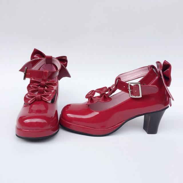 Glossy wine & 6.3cm heel + 1cm platform