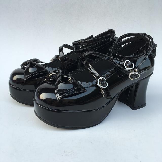 Glossy black & 7.5cm heel + 3cm platform