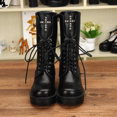 Punk Style Black Lolita Lace Boots