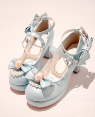 Sweet Beadchain Bows Lolita Heels Shoes