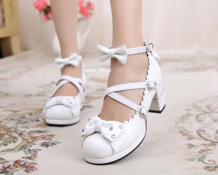 White & 6.5cm heel + 1cm platform