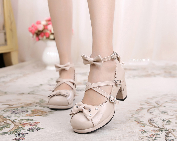 Beige & 6.5cm heel + 1cm platform