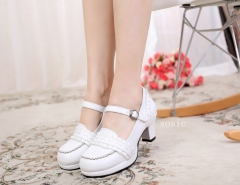 Sweet Round Toe Ribbon Lolita Heels Shoes