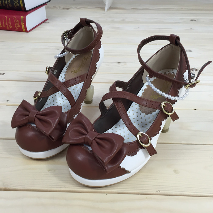 Brown x White & 9cm heel