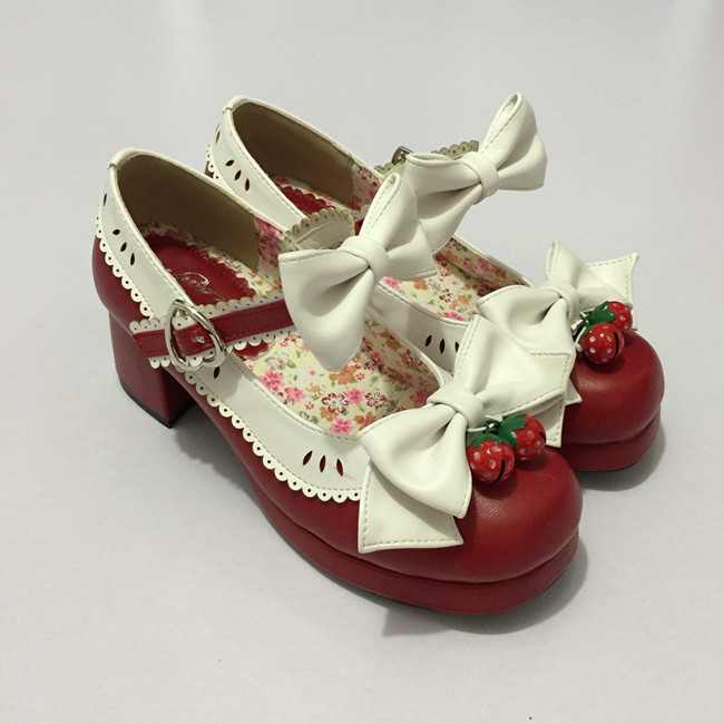 Red x White bows & 4.5cm heel + 1.5cm platform