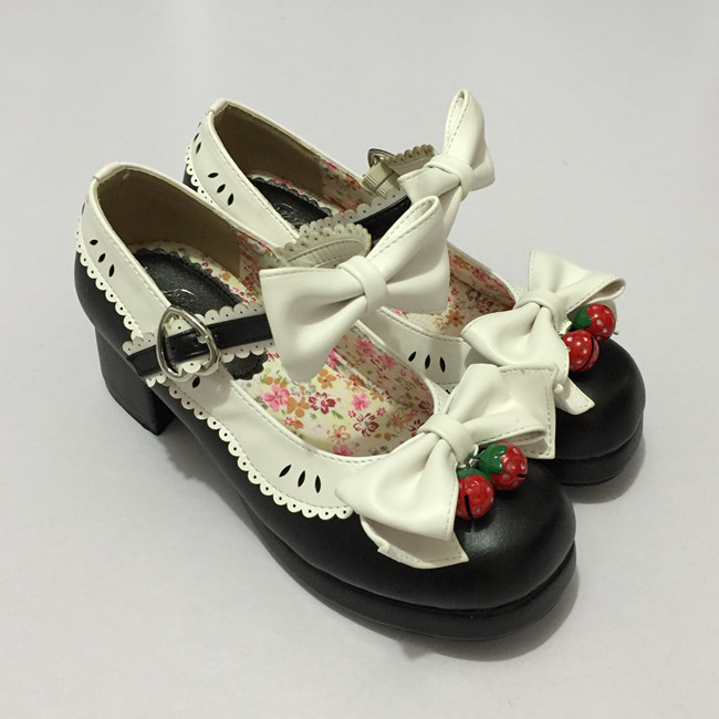 Black x White bows & 4.5cm heel + 1.5cm platform