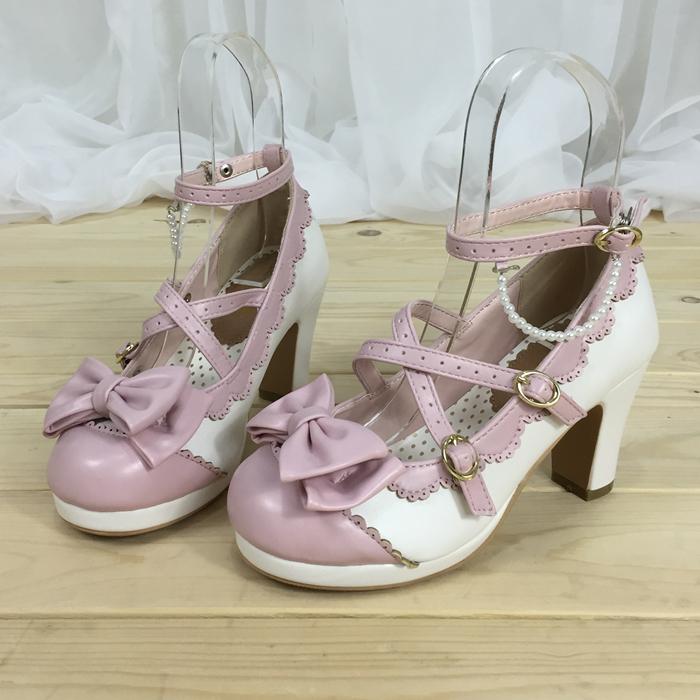 Pink x White & 8cm heel + 1.5cm platform