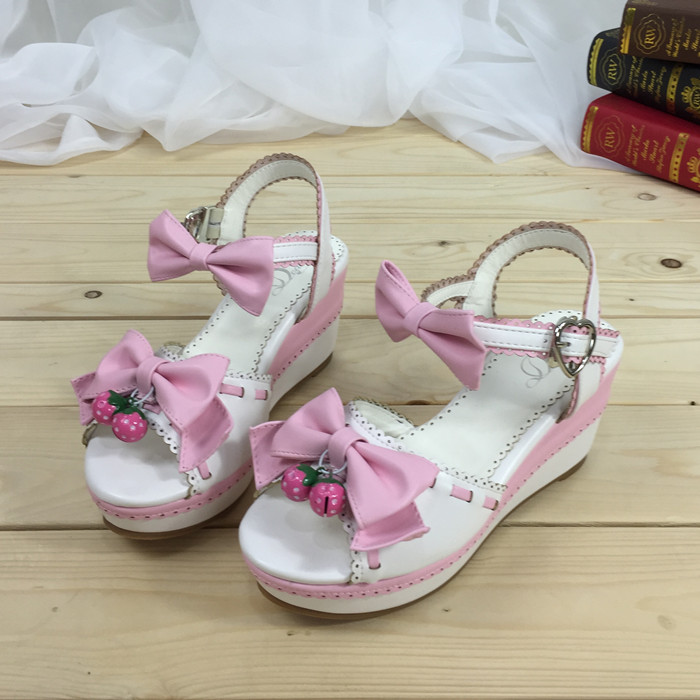 White x Pink bows & 7.5cm heel + 3.5cm platform