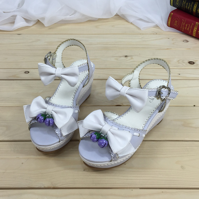 Light purple x White bows & 7.5cm heel + 3.5cm platform